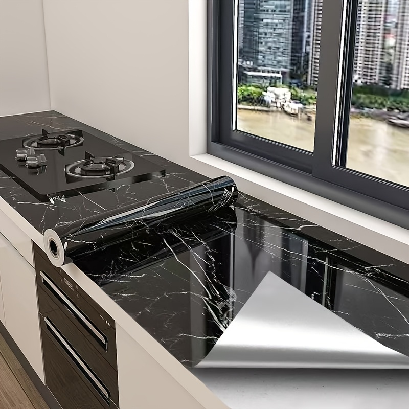 Waterproof, Self-adhesive, High-temperature Resistant Stickers For Kitchen Countertops With A Marble Pattern, Surfaces From Oil And Fire