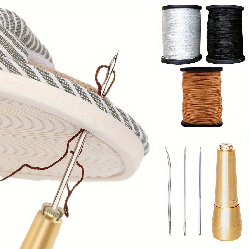 

A Copper Awl Plus 3 Coils And 3 Needle Heads Accessories, Shoe Repair Tools, Shoe Awl With Multiple Needle Heads For Shoe Soles