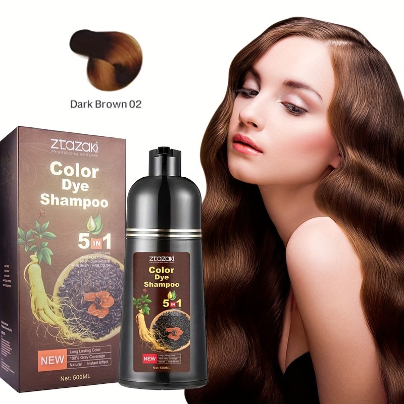 Shampooing Colorant 3 En 1 Instantané - 500ml - Noir - Ingrédients Naturels - ZemGlam