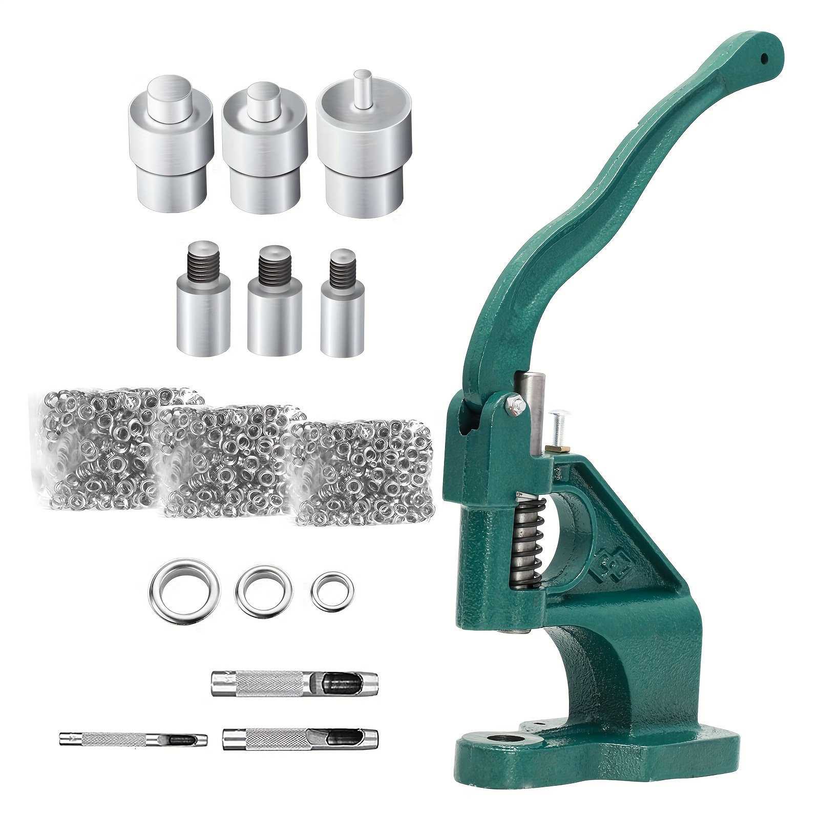 

Grommet Punch Kit, Grommet Hole Punch Machine, Eyelets Machine Hand Press Eyelet Machine With 3 Dies & 1500pcs Grommets 6/10/12mm