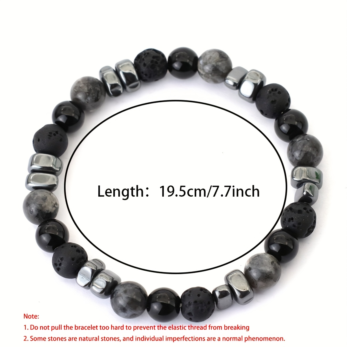 Men's Handmade Hematite Beads Bracelet, Fashion Accessory