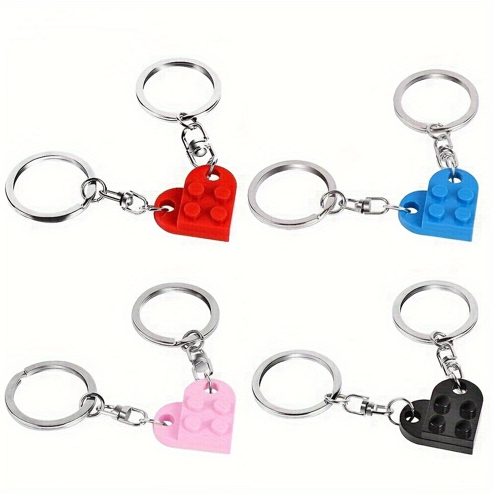 

2pcs Set - Keychain - Separable Blocks In Red, Blue, Pink, & Black - Alloy Keyrings For Couples - Ideal Valentine's Day & Birthday Gifts, Valentines Decorations