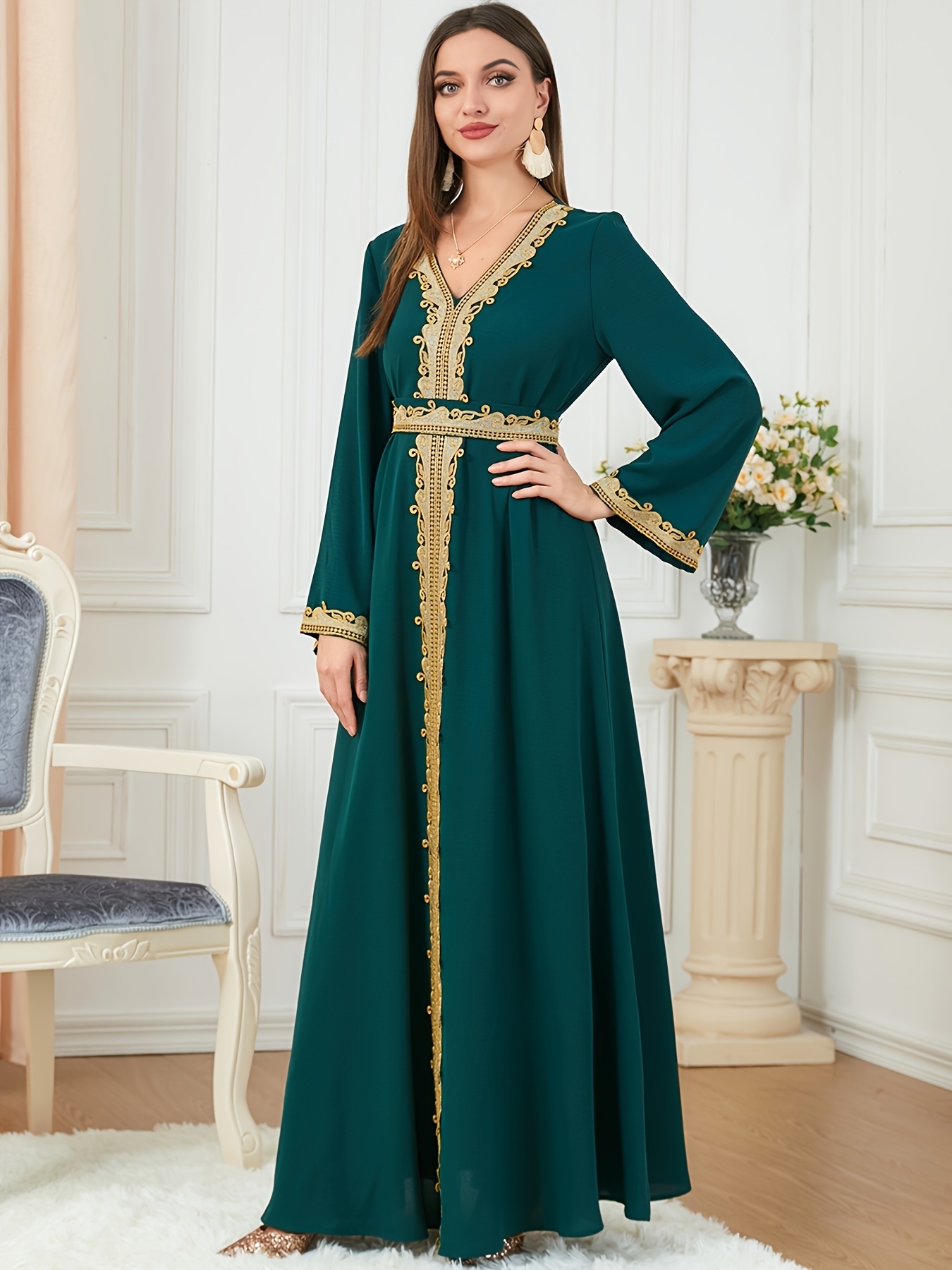 special muslim islamic evening dress v neck - Temu Ireland