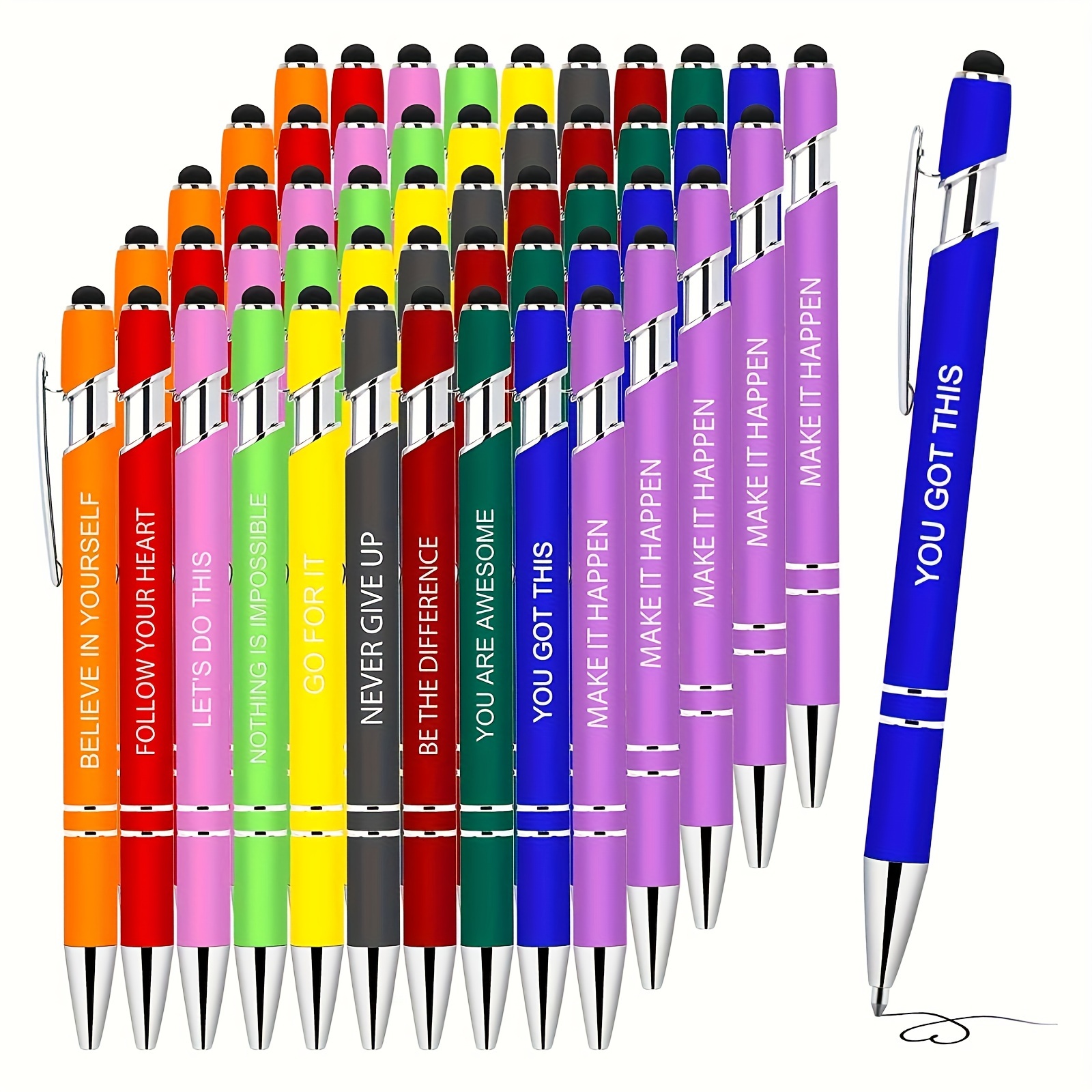 

50 Inspirational Round Ballpoint Pens, Inspirational Round Ballpoint Pens With Pen Tips, Pens, Inspirational Gifts For Men And Women, Writing Pens, Office Supplies,