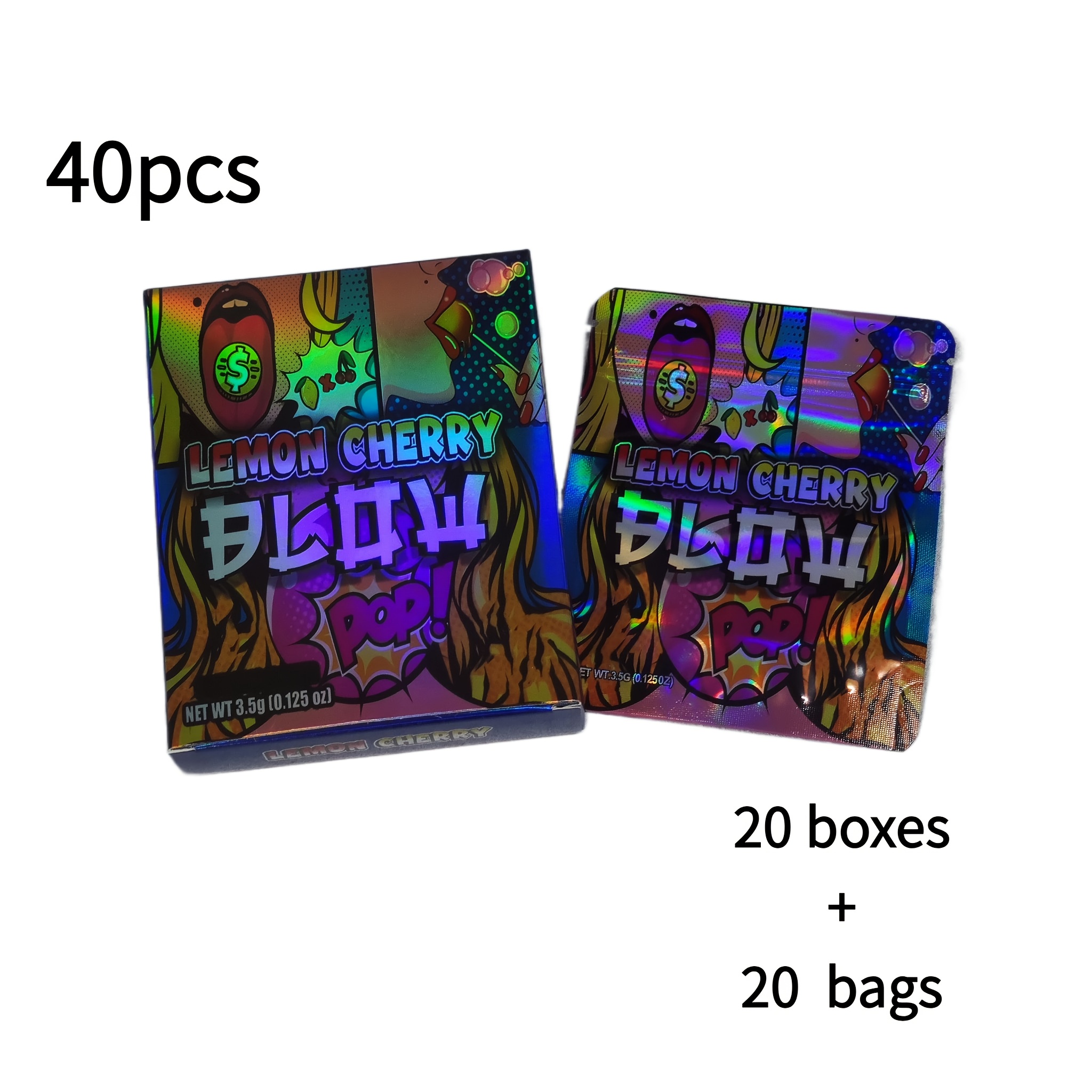 

40pcs, 20 Bags+20 Boxes, High Quality Holographic Resealable Mylar Film Bags, Paper Boxes, Waterproof Storage Bags, Suitable For Party Packaging Decoration