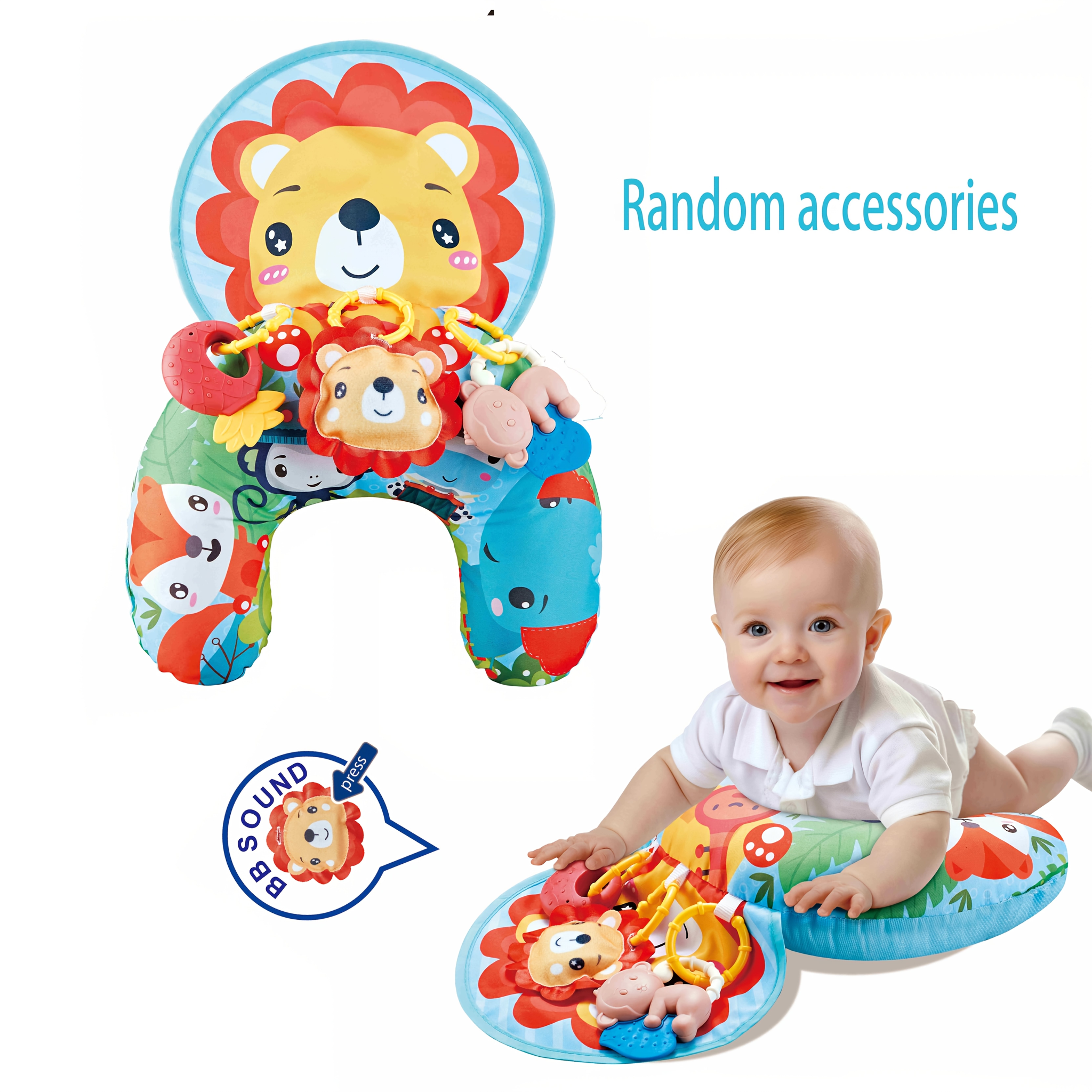 Baby Head-up Training Pillow, U-shaped Learning Pillow, Multi-functional Crawling Pad, Crawling Pad - Equipped With Pendants, Suitable For Baby Educational Toys