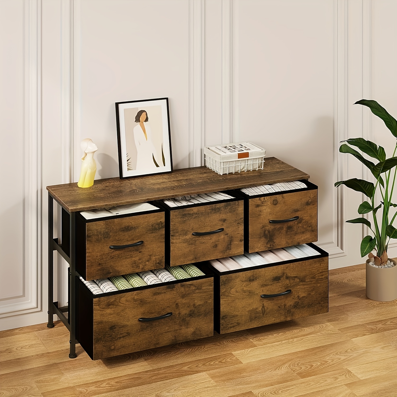 TEMU 1pc Chest Of Drawers, Drawer Cabinet, Large Capacity Sideboard, Filing Cabinet, Used As A Bedside Table, Dressing Table, Suitable For Bedroom,