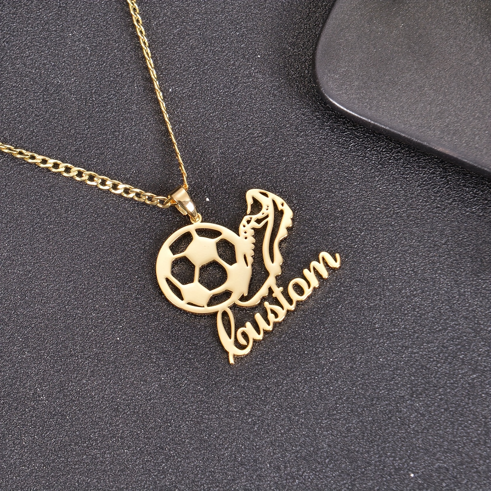 

Customized English Letter Name Pendant Necklace Football Pendant Neck Chain Decoration Sport Style