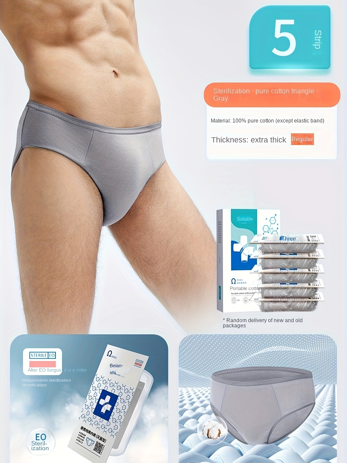 100% Pure Cotton Disposable Underwear Panties Handy Briefs for Travel Hotel  Spa 