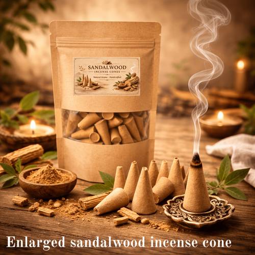 natural sandalwood incense cones handcrafted wooden fragrance for meditation yoga and home relaxation long lasting indoor air decorative incense