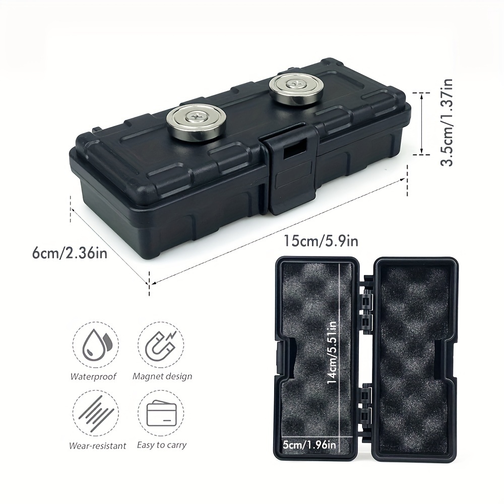 TEMU Shdy Portable Magnetic Car Storage Box - 2.4x5.9x1.4" Under-vehicle Hidden Organizer For Tools, Keys & Outdoor Camping Gear
