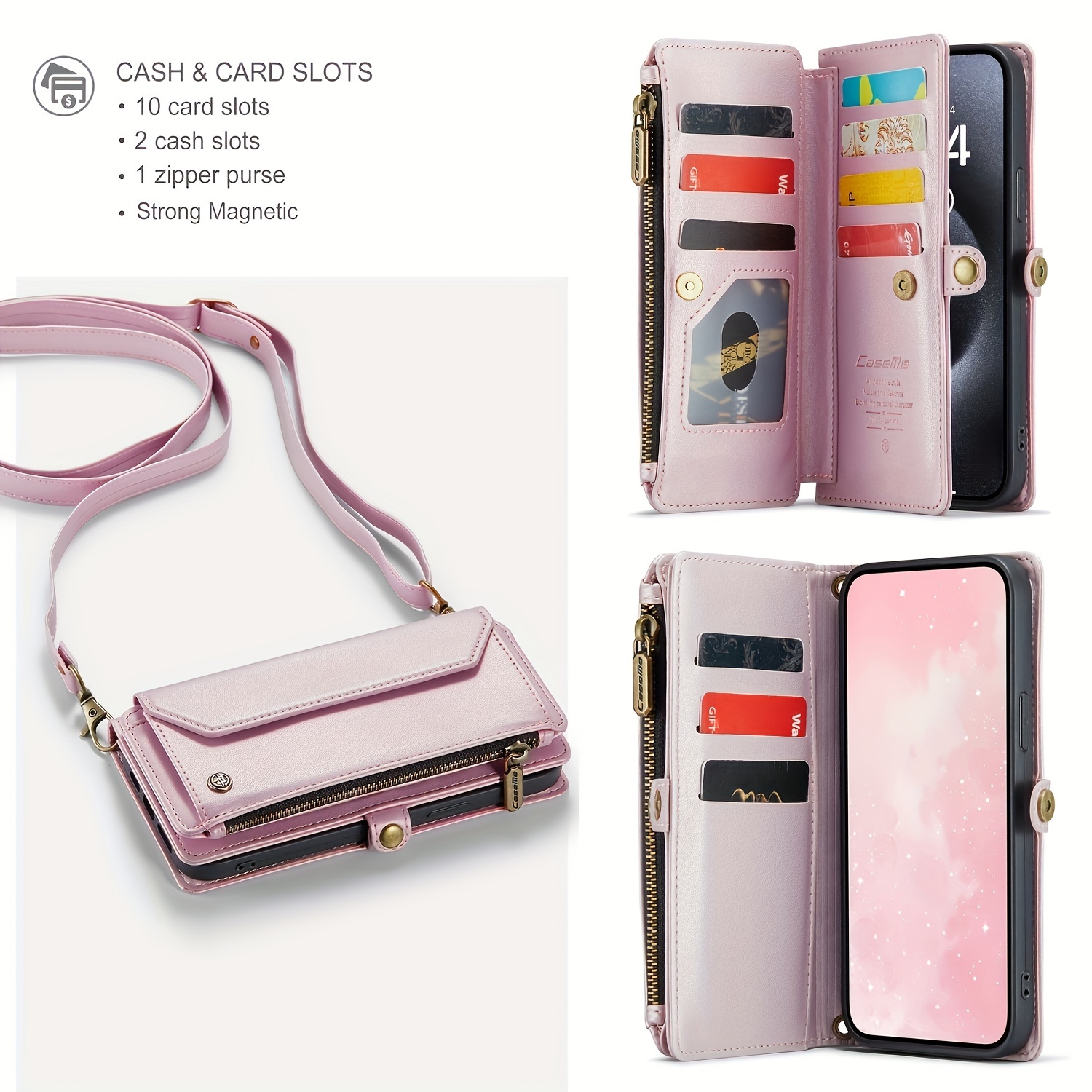 Wallet Phone Case Support Wireless Charging with Blocking Card Holder, Flip Folio Book Faux Leather Protective Phone Cover for iPhone 16e/16/11/12/13/14/15 Pro Max/15 Plus/13 Mini/7/8 Plus/SE 2022/SE 2020 - Image 140