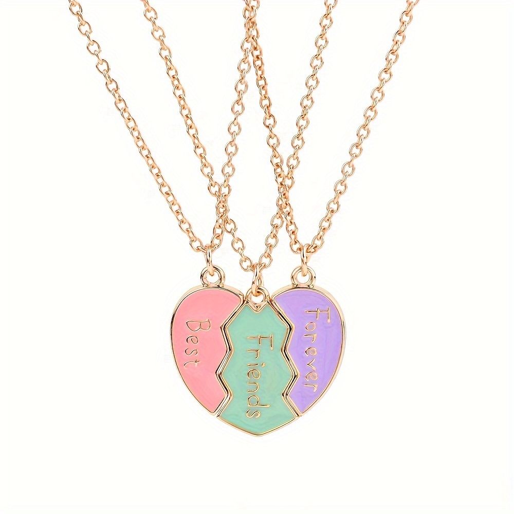 TEMU 3pcs Set Of Heart Letter Necklaces