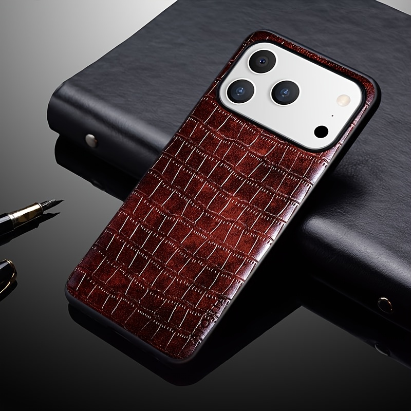 TEMU Phone Case: Case For Iphone 17 Pro Max Air Case, Embossed Crocodile Faux Leather Protective Phone Back Cover For Iphone 17 Pro Max Case