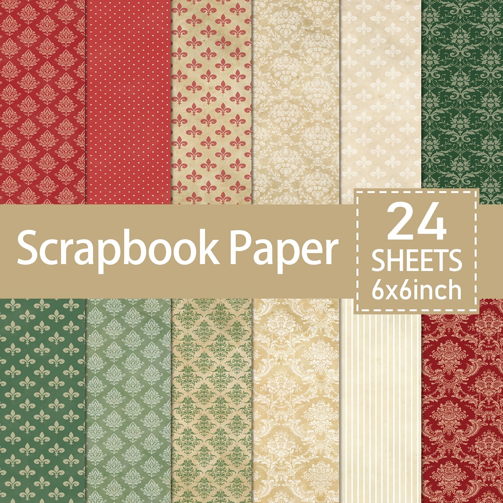 TEMU 24 Sheets Classic Wallpaper Paper Pad - 6x6 Inch Holiday Craft Cardstock, Decoration Scrapbooking, Birthday Gift Paper Pad, Party Supplies, Card