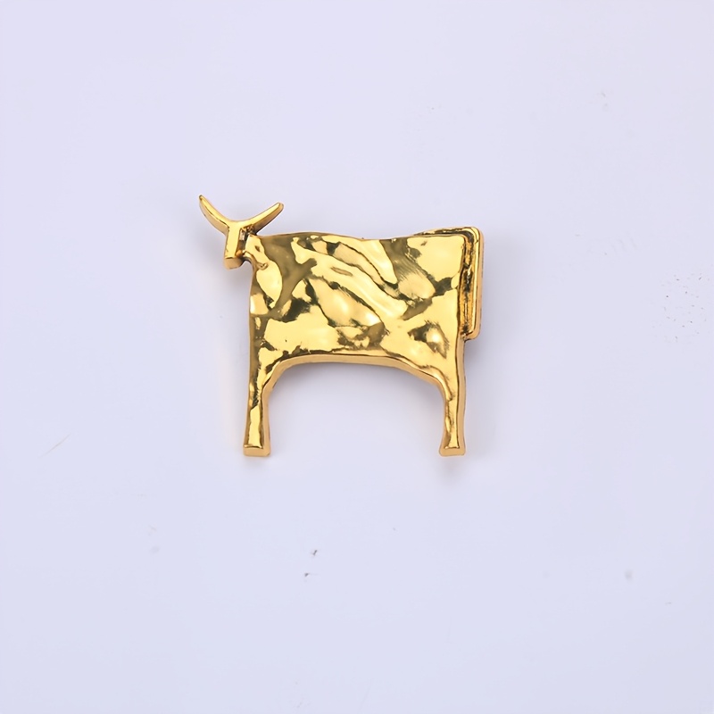 Image of Retro Exaggerated Brooch Zodiac Alloy Cattle Button Fashionable Men Unique Clothing Additions