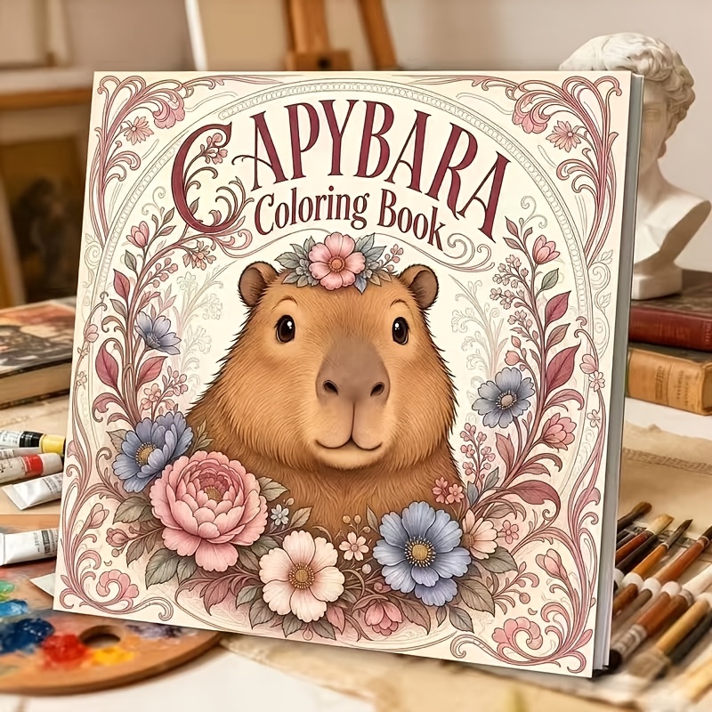 TEMU 7.87 X 7.87 Inch Capybara Coloring Book, 24 Pages Of Thick Paper With Single-sided Printing, A Mandala Relaxation Coloring Book Designed