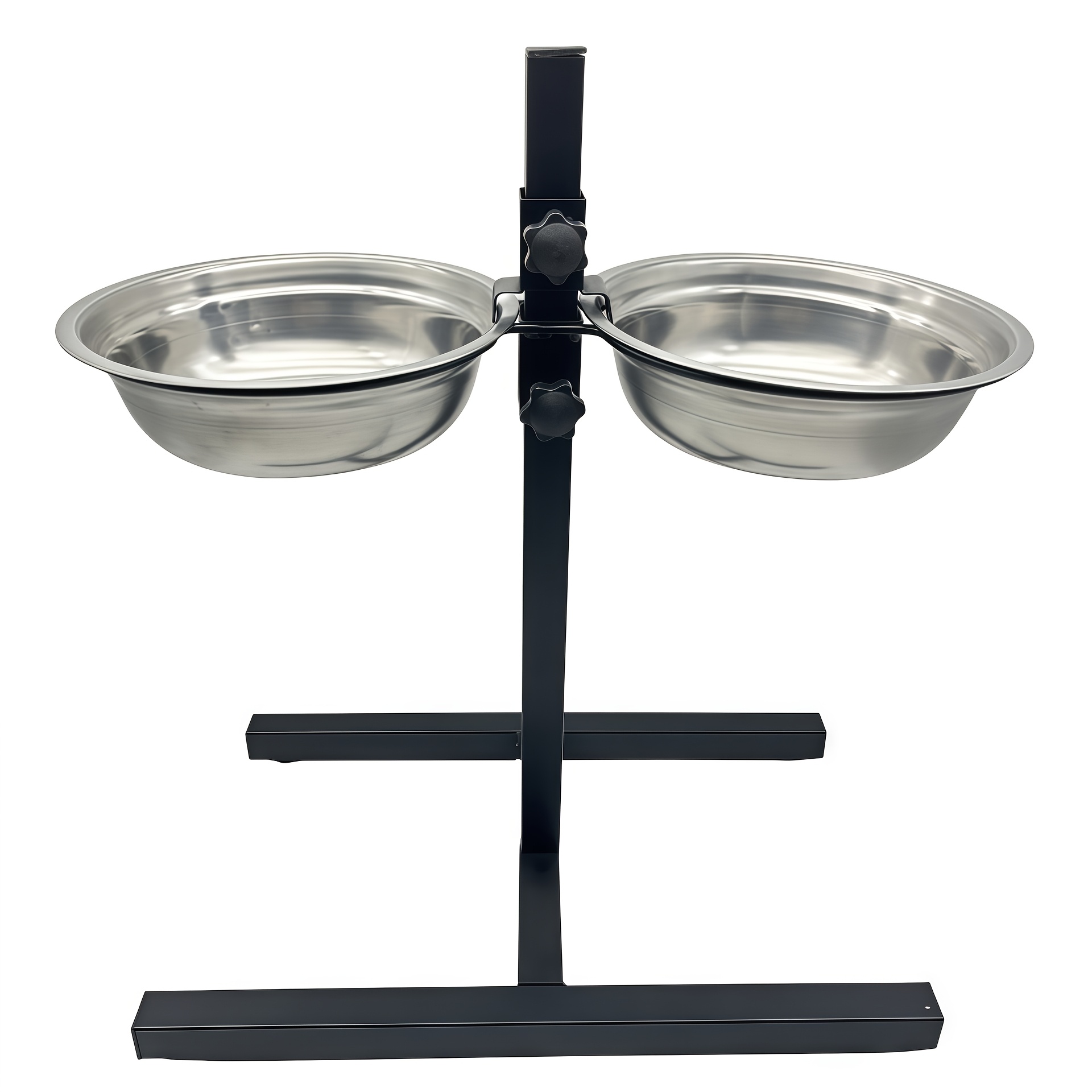 TEMU Adjustable Metal Dog Feeder Stand With Elevated Stainless Steel Bowls - H-design, Non-electric For Improved & Growth