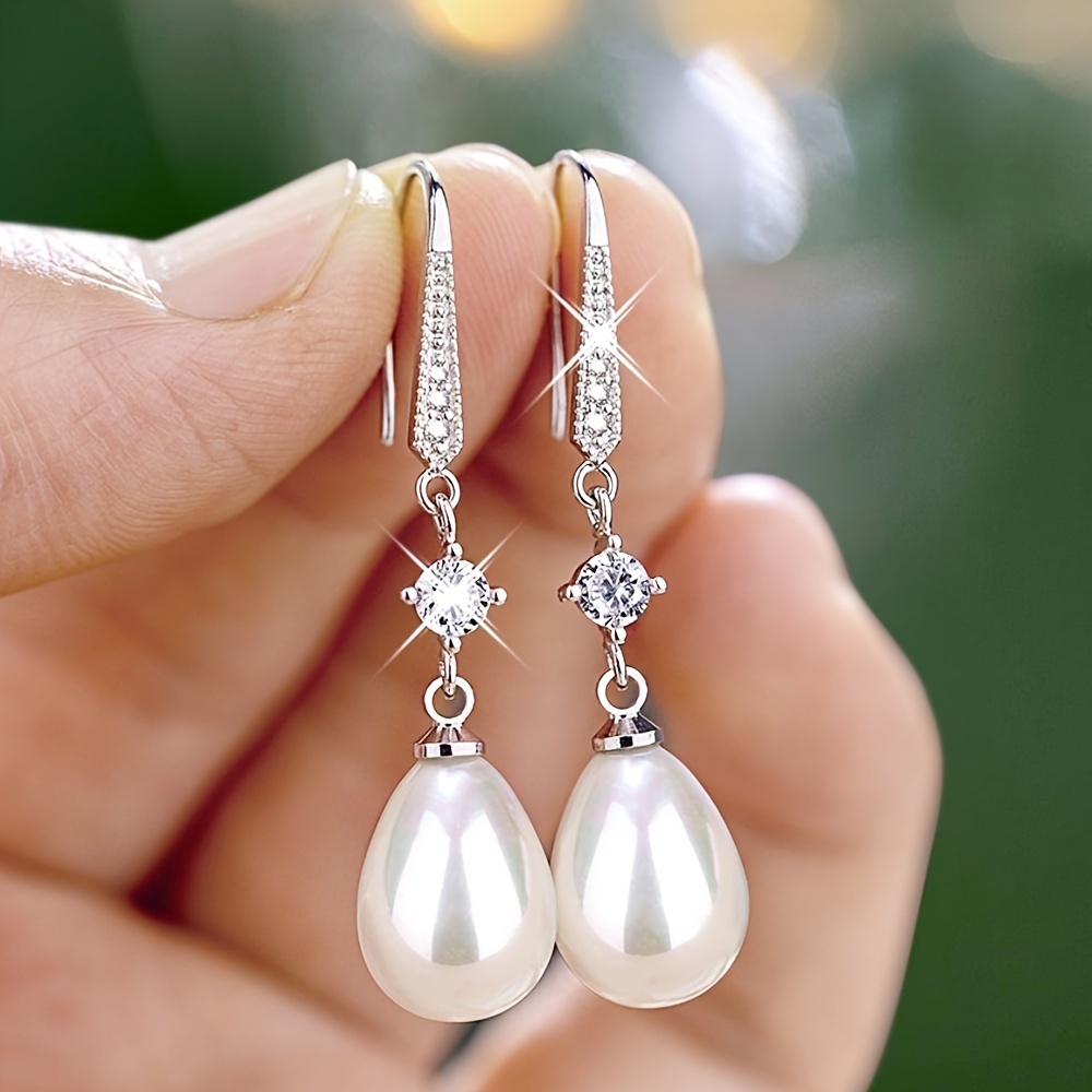 

Elevate Your Style With Exquisite White Faux Pearl Drop Dangle Earrings - Perfect For Daily Wear, Weddings And Holidays - Ideal Gift For Women - 1 Pair