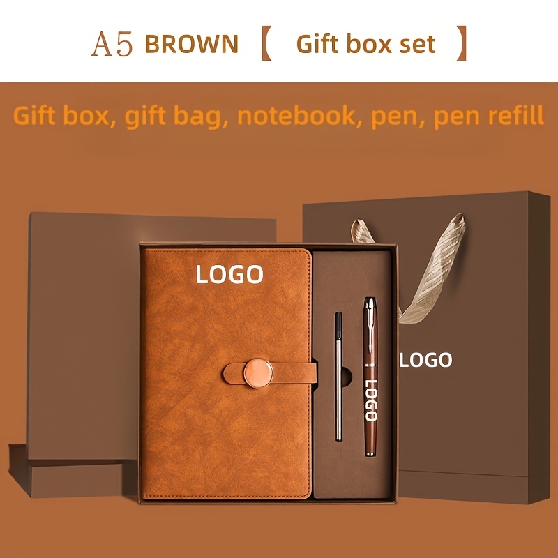 Custom A5 Faux Leather Password Notebook Gift Set