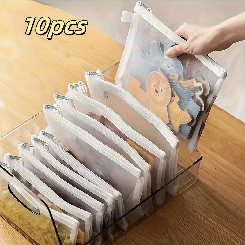 [5pcs/10pcs A5 Cosmetic Bag] Mesh Zipper Bag-folder With Zipper Closure, Suitable For Home Organizing, School Supplies Storage