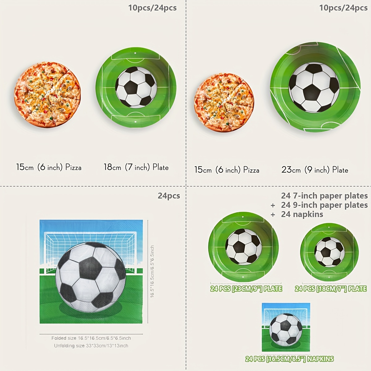 100 Tovaglioli Decorativi A Tema Calcio - 33x33 Cm, Per Feste Compleanno Bambini, Eventi Sportivi - Foto 8