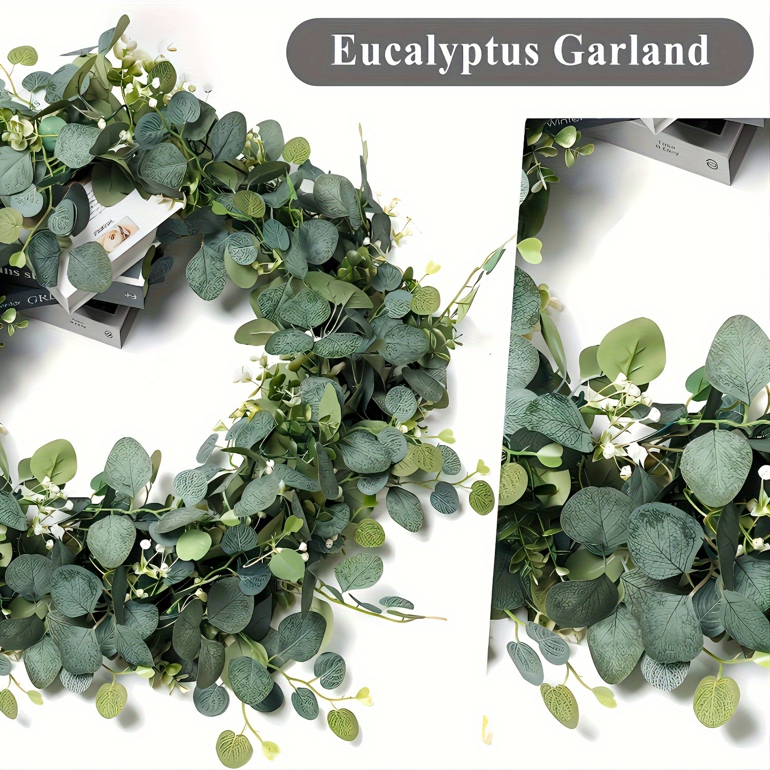 1 2pcs, Artificial Eucalyptus Garland, Realistic Faux Greenery Vine 