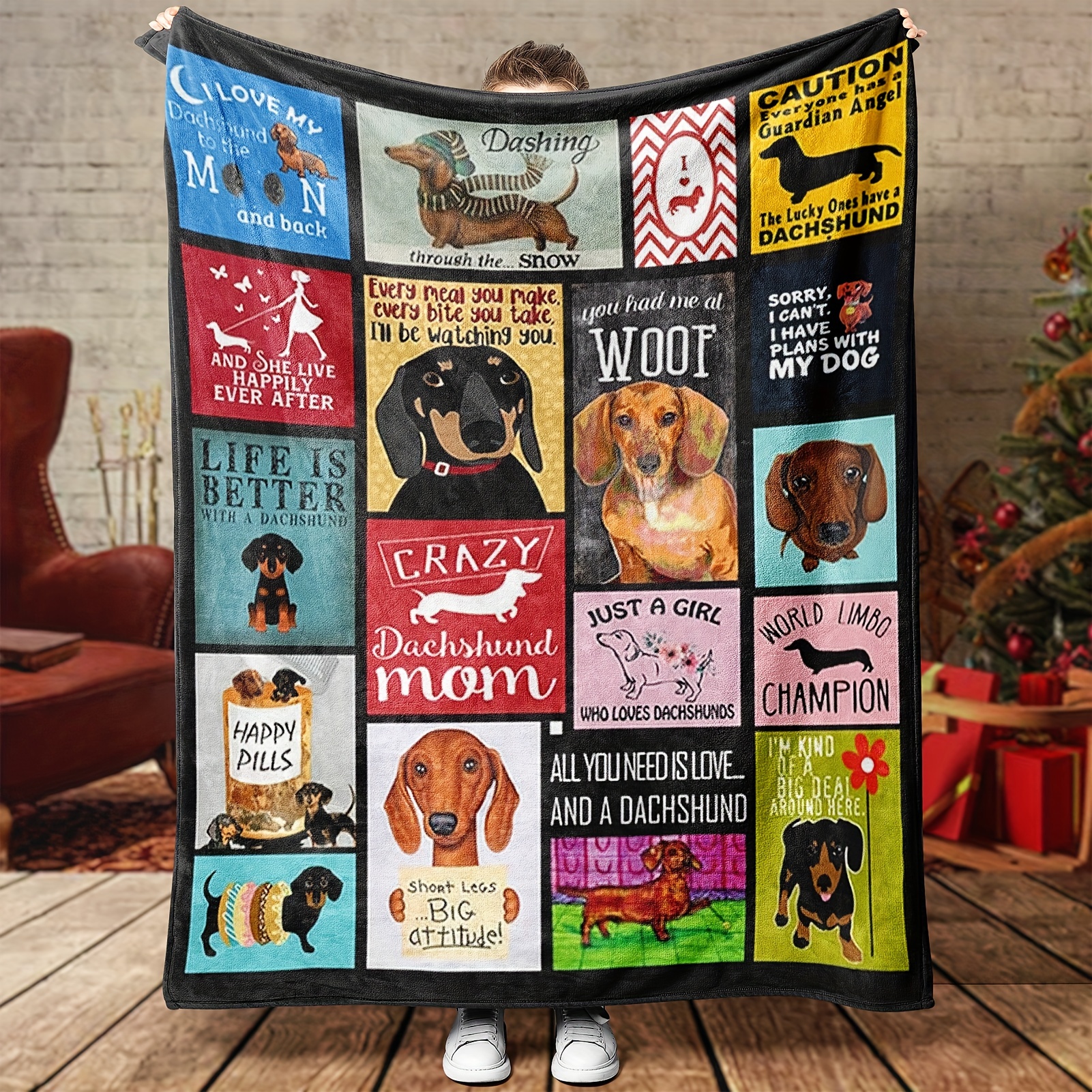 

1pc Dachshund Blanket Gifts Who Dachshunds Soft Warm Lightweight Cozy Animal Throw Blankets For Room Sofa Couch Decor 50x60in, Flannel Blanket