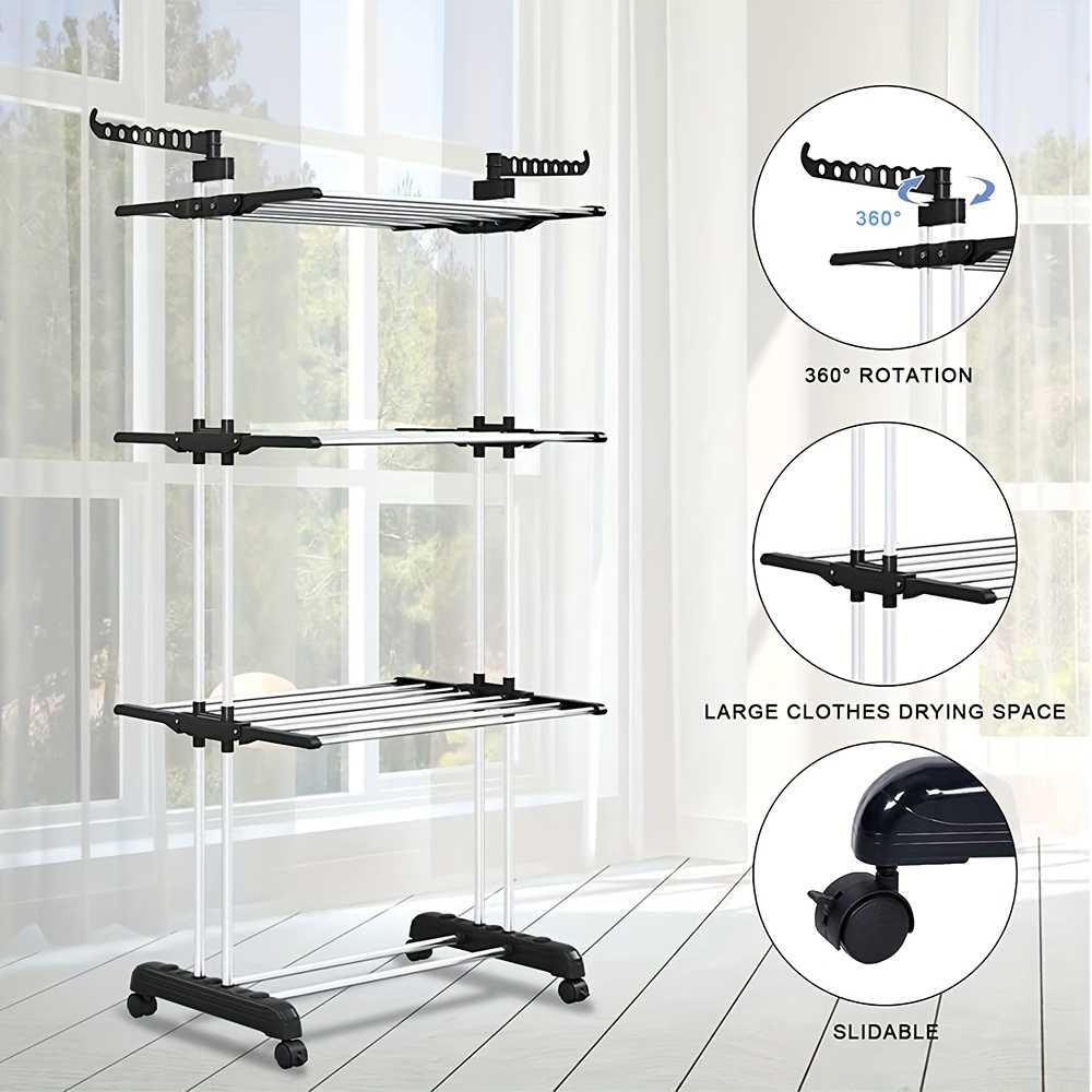3 clothes drying rack airer stand details 0
