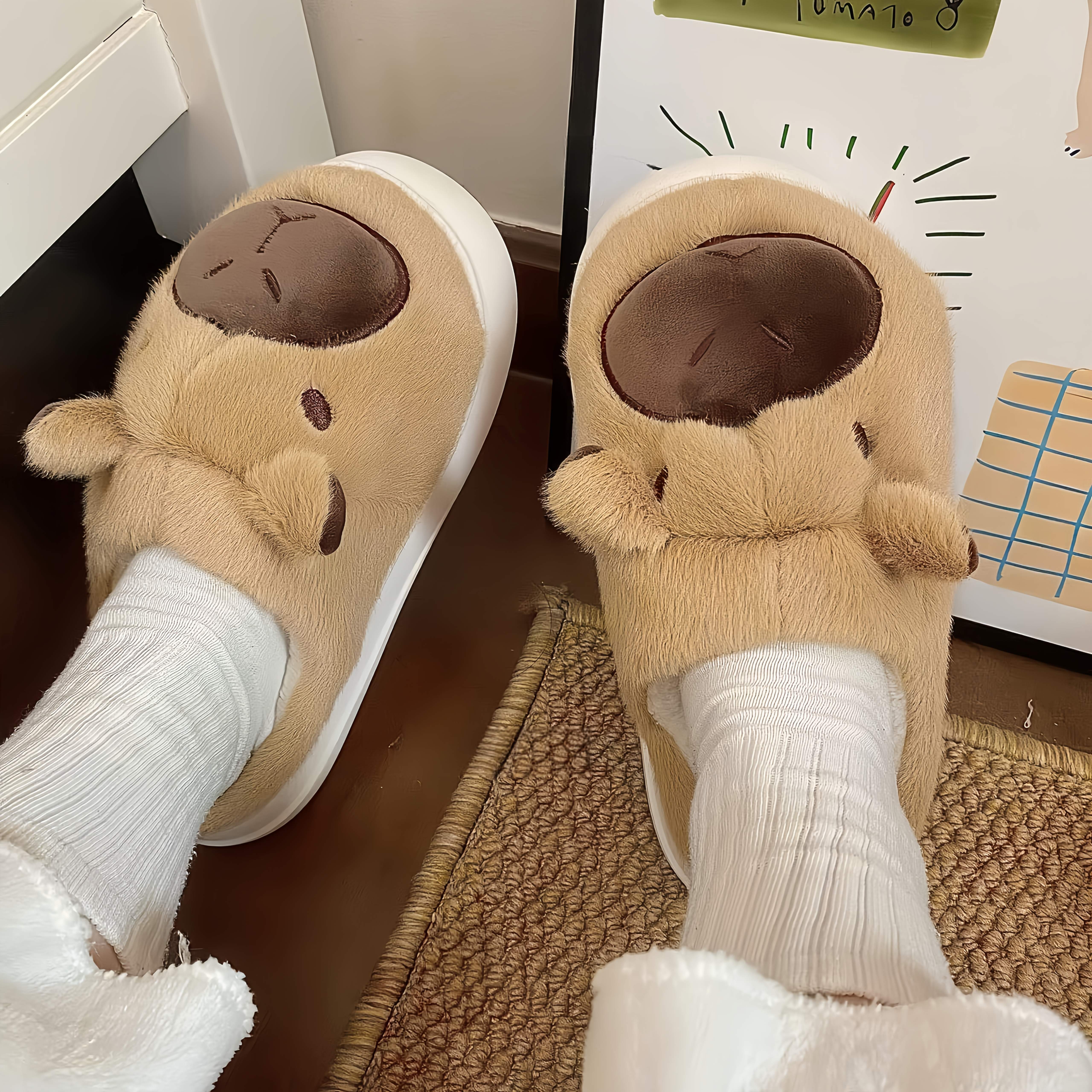 Knuffis Capybara Hausschuhe Plüsch warme Capybara Sachen Pantoffeln Damen Herren lustige Tier Slipper 37-45