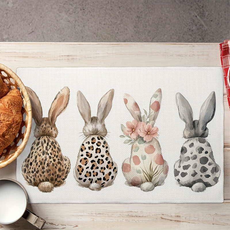 Easter Bunny Placemats For Dining Table Kitchen Party Decoration_voghion.com