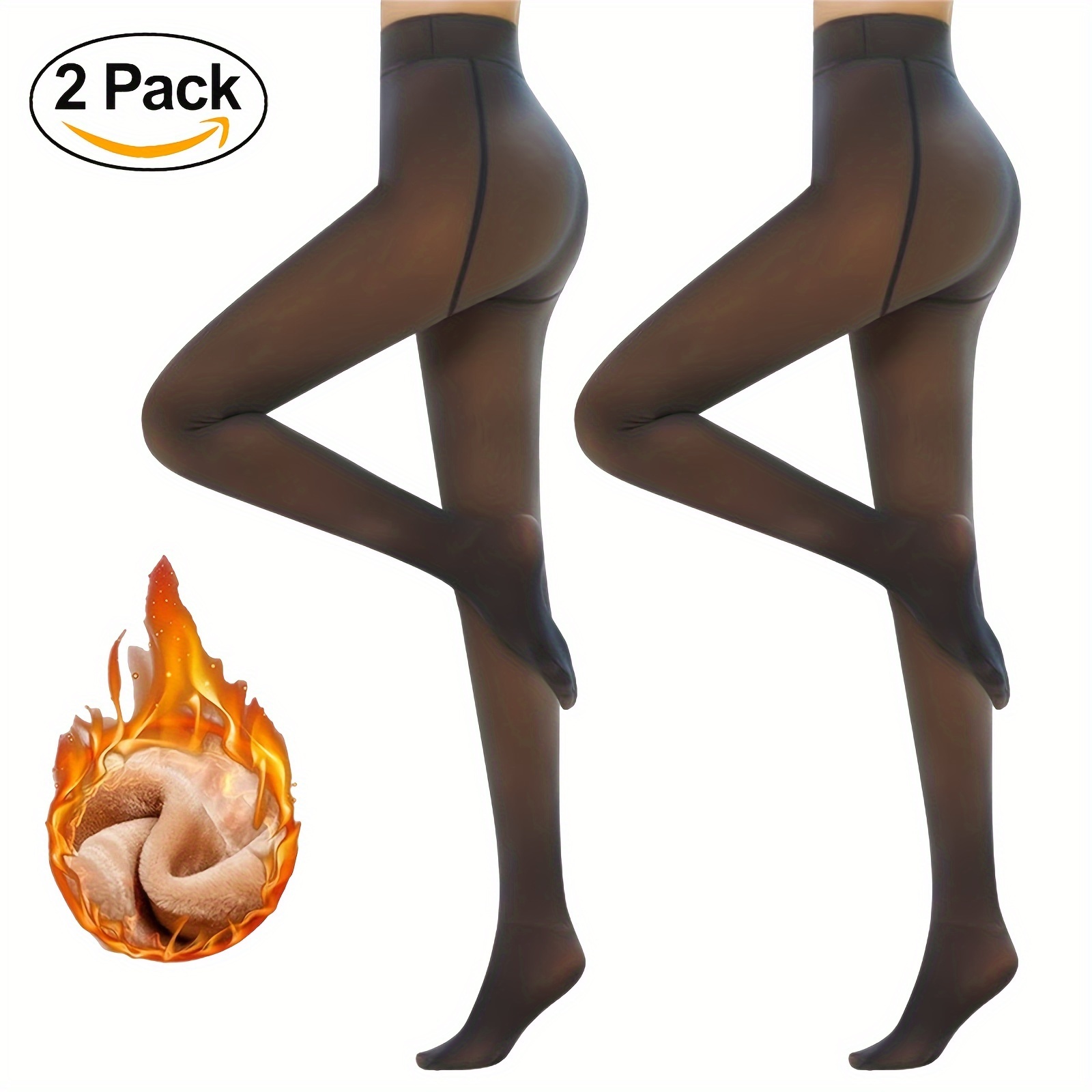 

Women's Fleece Lined Tights; Fake Sheer Warm Pantyhose Legging (2 Pack)