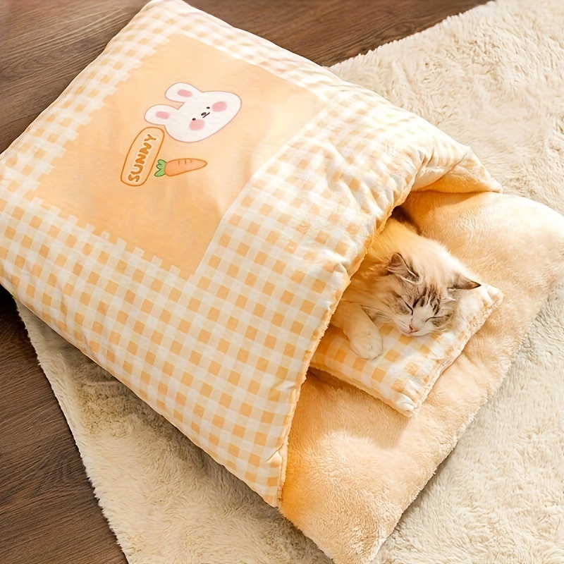 

Cozy Cat Sleeping Bag: Autumn/winter Warmth, Soft And Cute, Semi-enclosed Cat Bed, No Assembly Required, Polyester Fiber Material