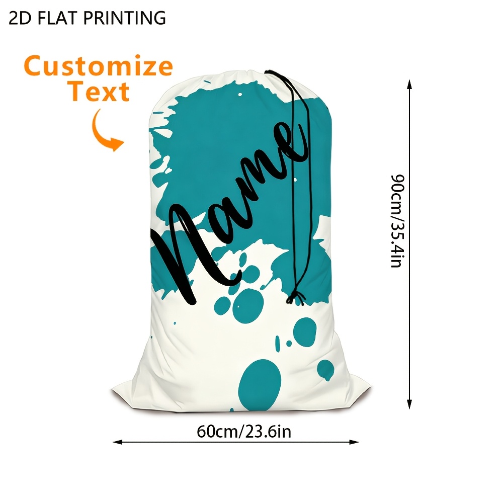 TEMU 1pc Custom Your Text/name Adjustable Large Capacity Laundry Storage Drawstring Bag Name And Trendy Slogan Layout Daily Storage Space Sorting