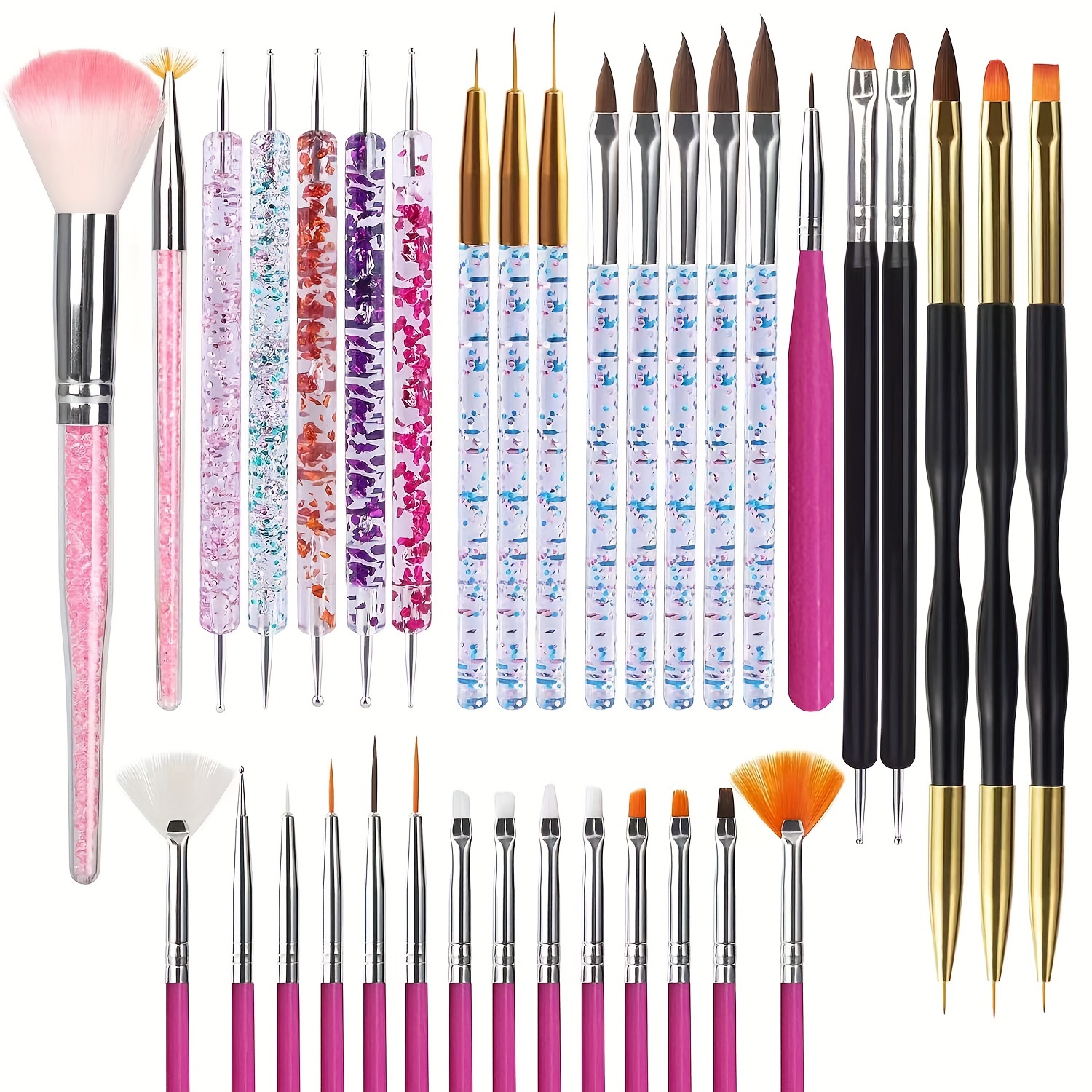 

Ensemble de pinceaux pour Nail Art, 35 pièces, Design à double extrémité, pinceaux pour doublure et Gel UV, stylo de peinture pour manucure, Kit d'outils pour Nail Art