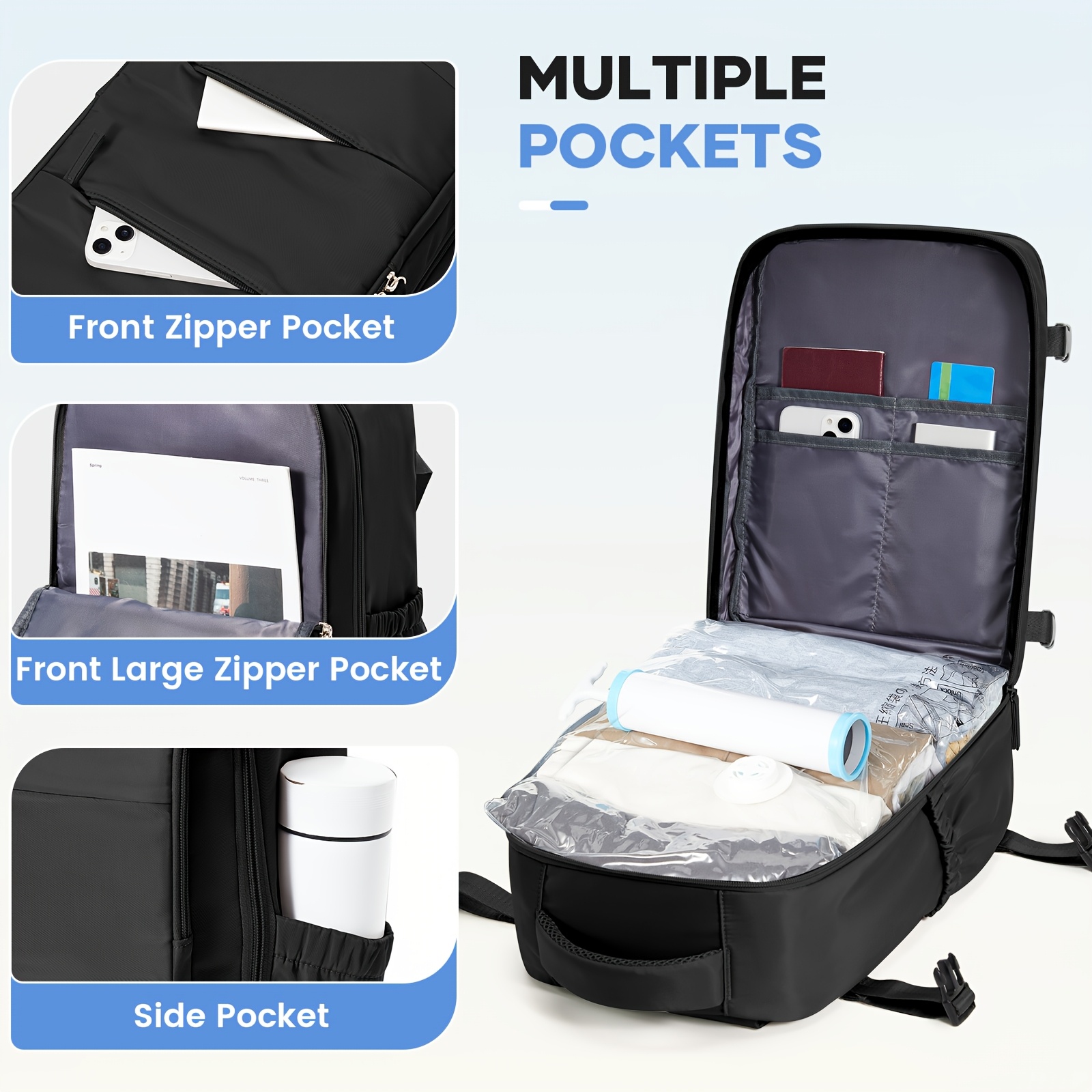 Set de Maletas y Suitcase para Viajes - Esencial para Tus Trips! Backpack con Compresión Vacuum Manual, Liberación de Espacio Masivo, Capacidad Grande + Diseño Detachable