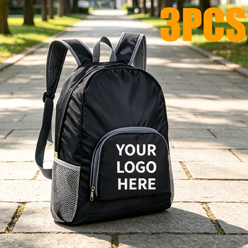 TEMU 3pcs Customizable Backpack With Personalized Logo/emblem/patterns - Ultralight Suitable For Corporate Team Gifts,, Travel, For Daily Use,