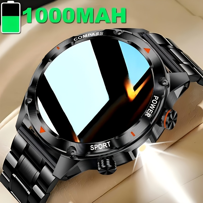Men's Sports Smartwatch with LED Flashlight & Multiple Watch Faces