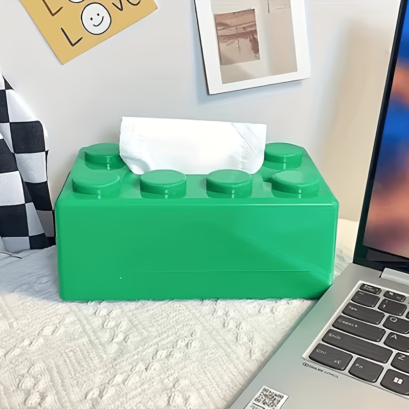 TEMU Boîte à mouchoirs style blocs de construction, boîte de rangement multifonctionnelle en plastique, convient pour , de bain ou , , murale ou