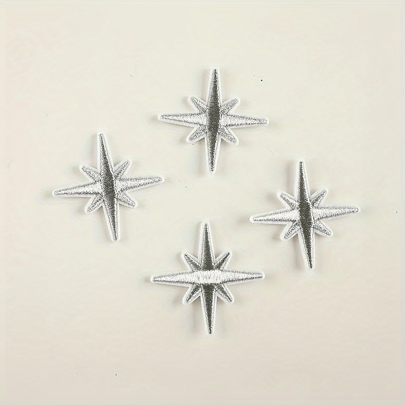 Image of 4pcs Star Embroidered Iron-on Patches For , Jeans, Hats, Bags, Shoes, Phone Cases Decoration