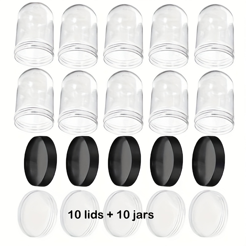 TEMU 20pcs Mixed Set, Diy Transparent Plastic Jars With Lids, Lightweight White Decorative Containers, Suitable For Bouquet Packaging And Decoration,