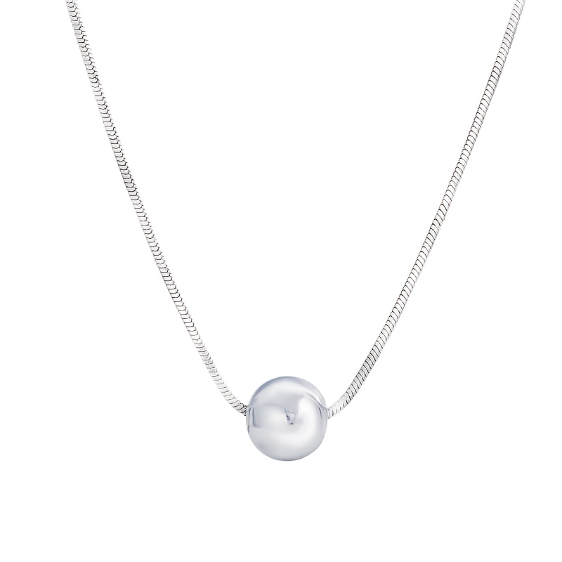 Image of 925 Pure Silvery Minimalist Silvery Bead Pendant Necklace Anniversary Gift For Wife And Girlfriend Christmas Gift Women's Fashion Perfect Jewelry Gift With Exquisite Gift Box