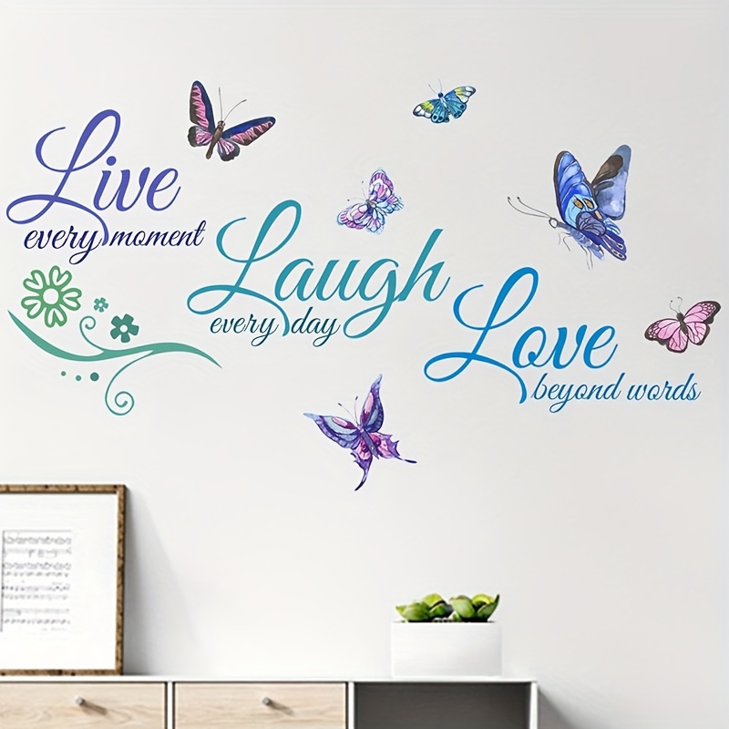 TEMU Live, Laugh, Love" Inspirational Wall Decal - Multi-functional Home Decor Sticker, Suitable For Bedrooms, Living Rooms, Bathrooms, And , The For