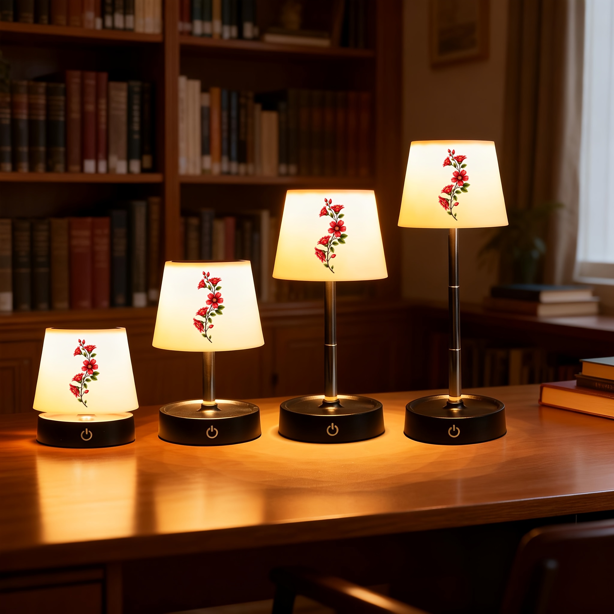 Red Kapok Flower Branch Pattern Desk Lamp, Adjustable & Rechargeable