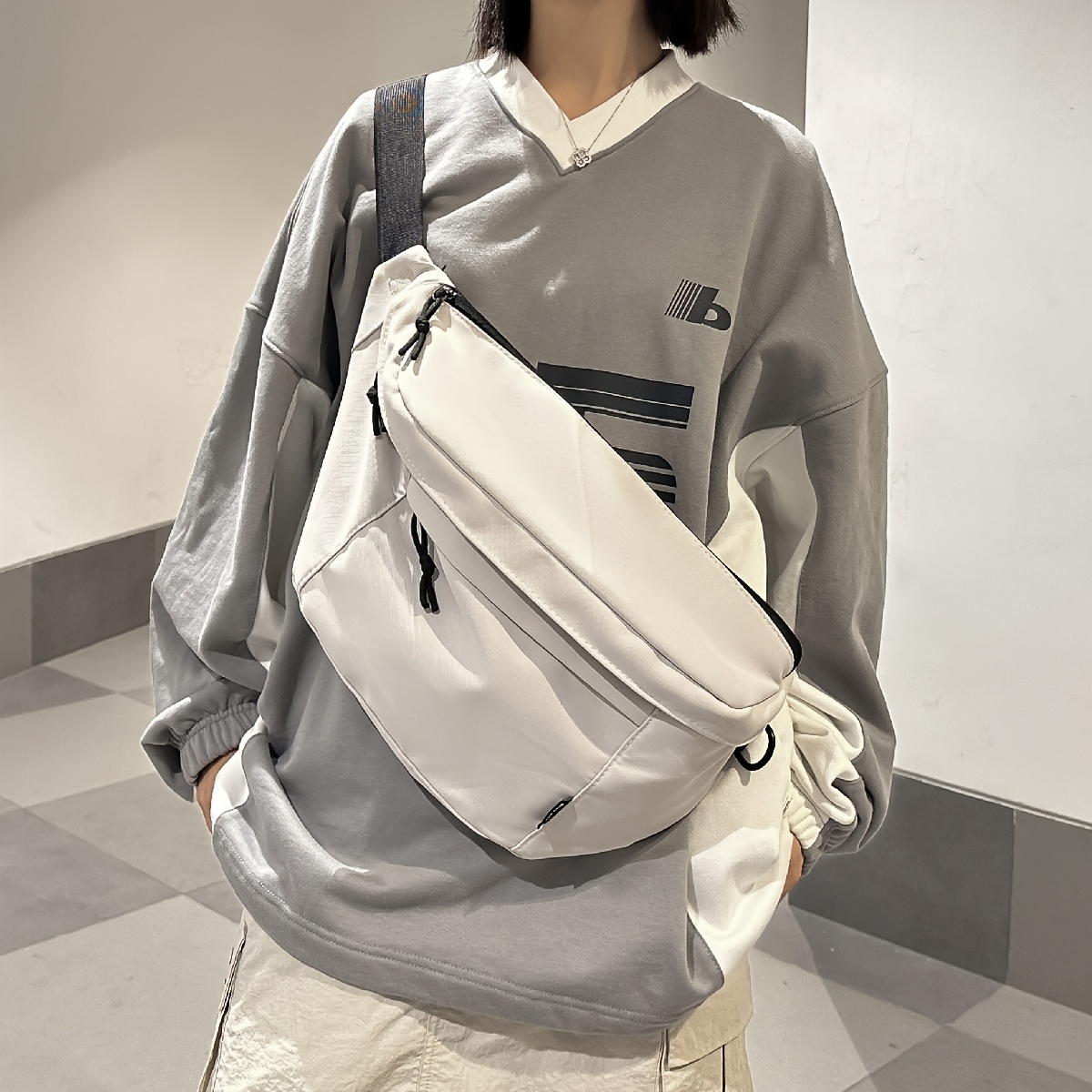 Durable Build) Women&;s Casual Solid Color Large Capacity Belt Bag - Stylish Waist Bag For Daily , Fabric Chest Bag With Adjustable Strap & Zipper Closure, Versatile Shoulder Bag||fabric Construction
