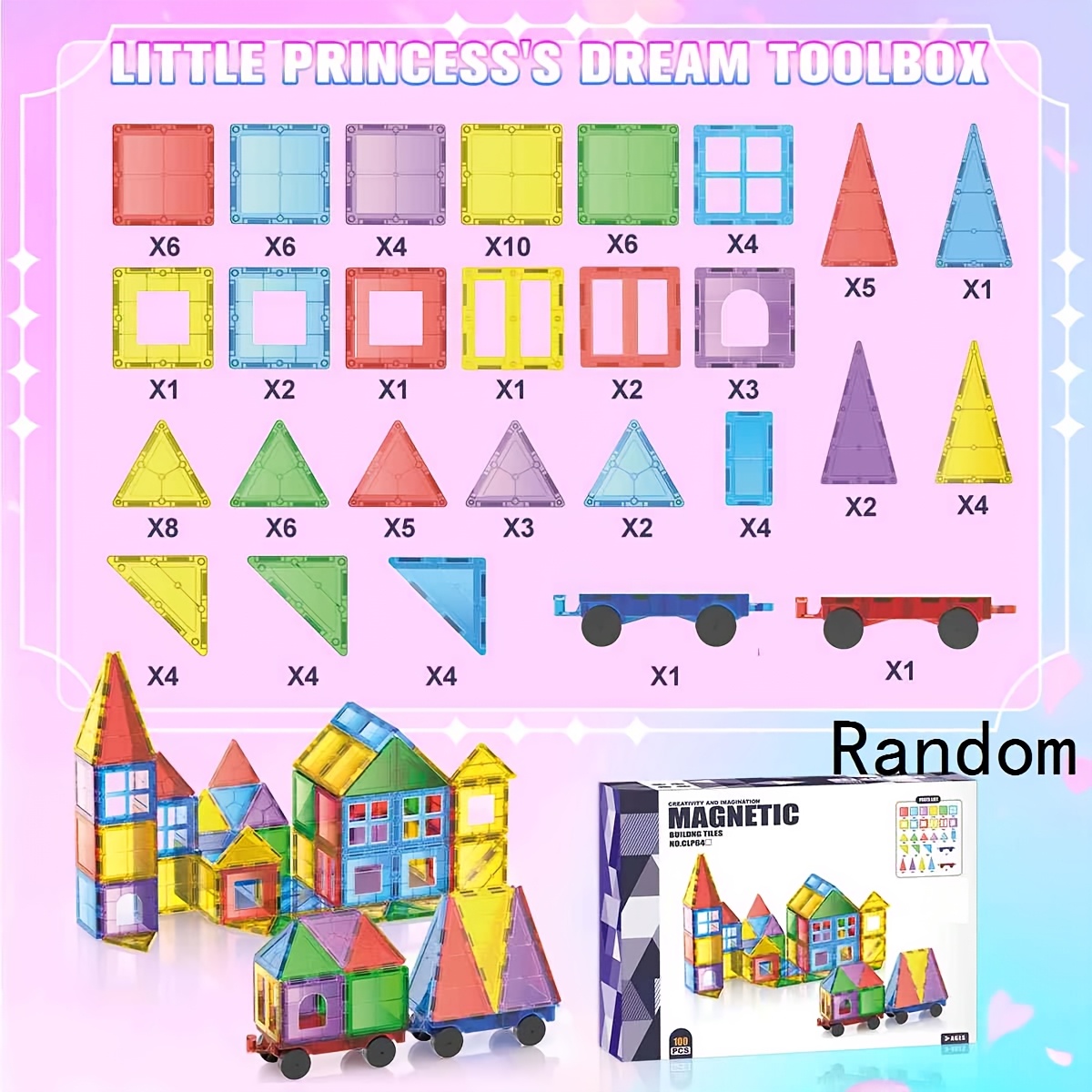 Random Color STEM Magnetic Stacking Building Tiles