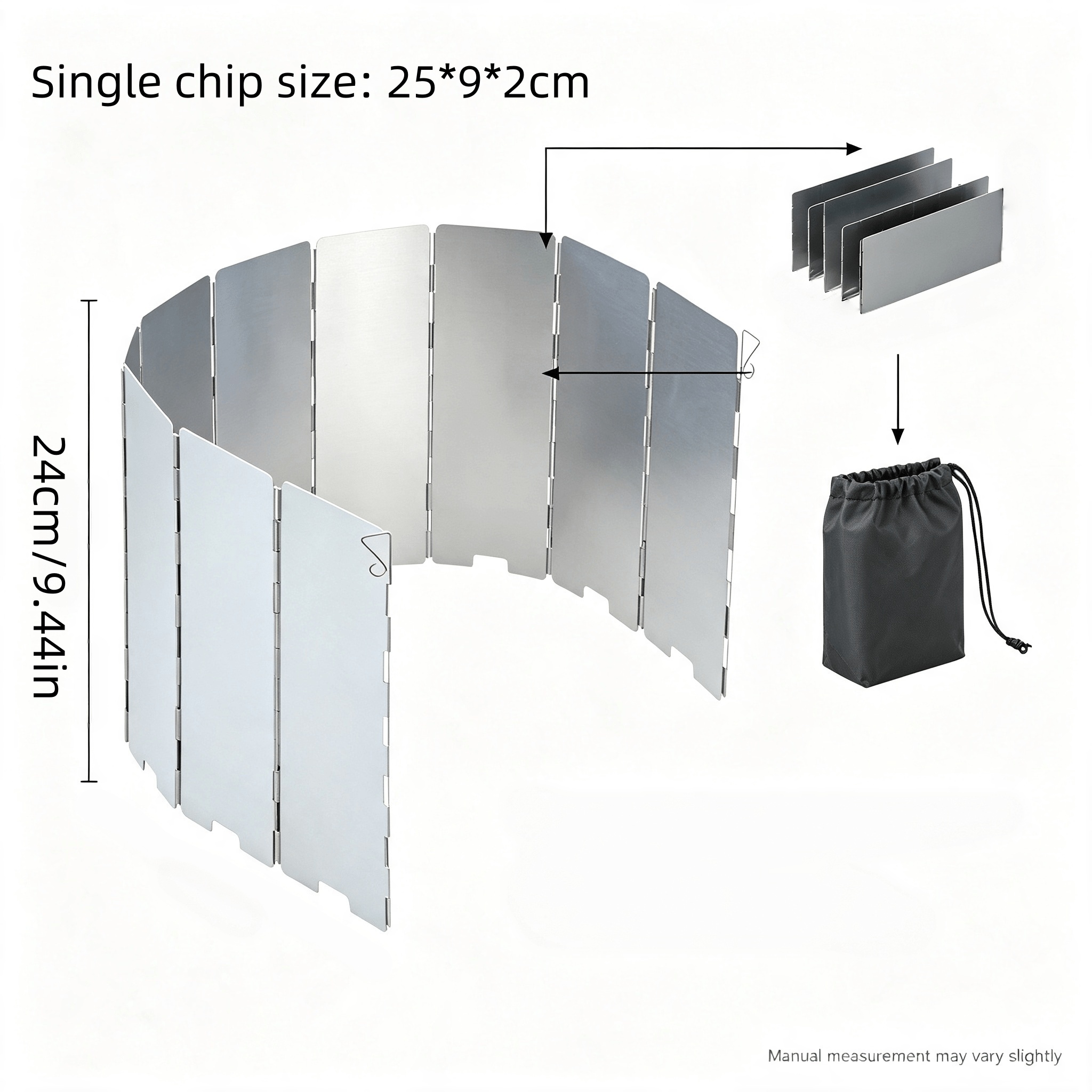 TEMU Outdoor Portable Folding Windscreen, Lightweight And Durable Metal, Adjustable Angle, Portable Design Suitable For Camping, Hiking, Outdoor