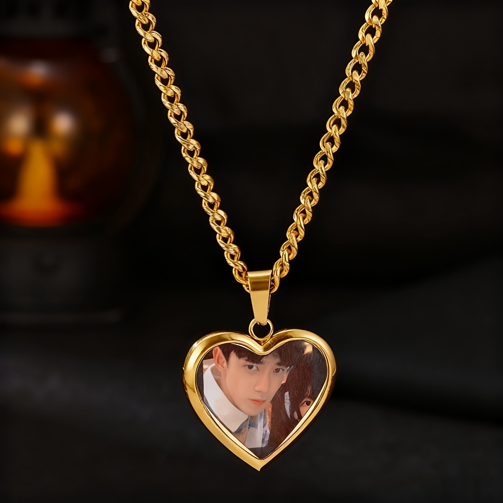 TEMU Custom Photo Necklace, Personalized Couple Photo Necklace, Stainless Pendant, Photo Necklace, Pet Picture Necklace, Valentine's Day Gift, Friend