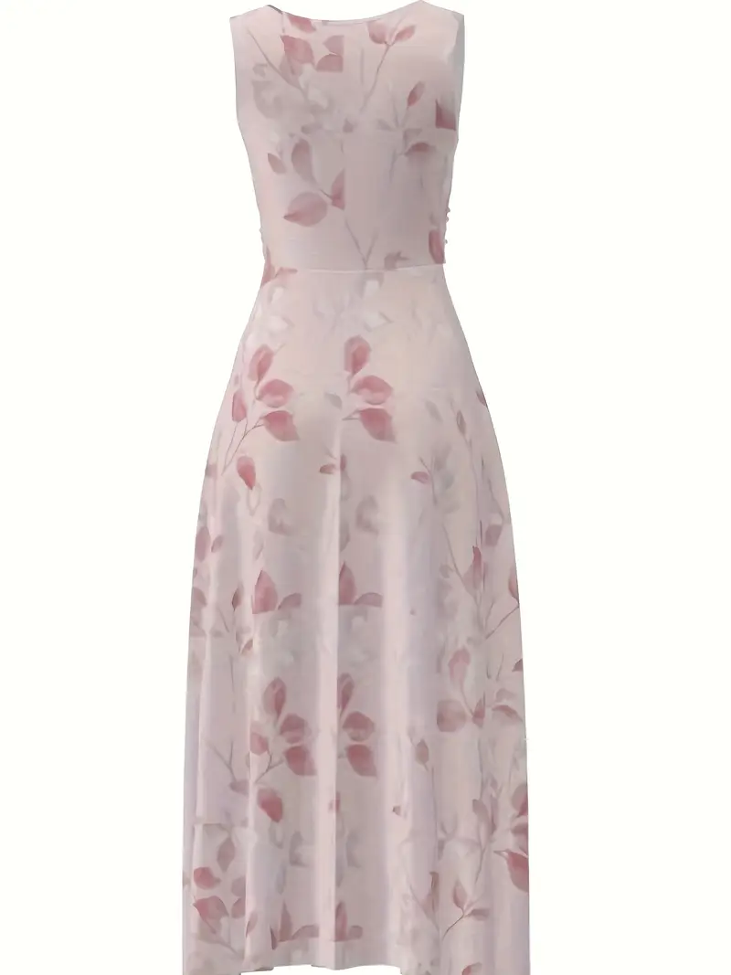 womens elegant v neck sleeveless a line dress floral print semi sheer lightweight fabric breathable versatile for casual to formal occasions attire medium fabric Product details 26