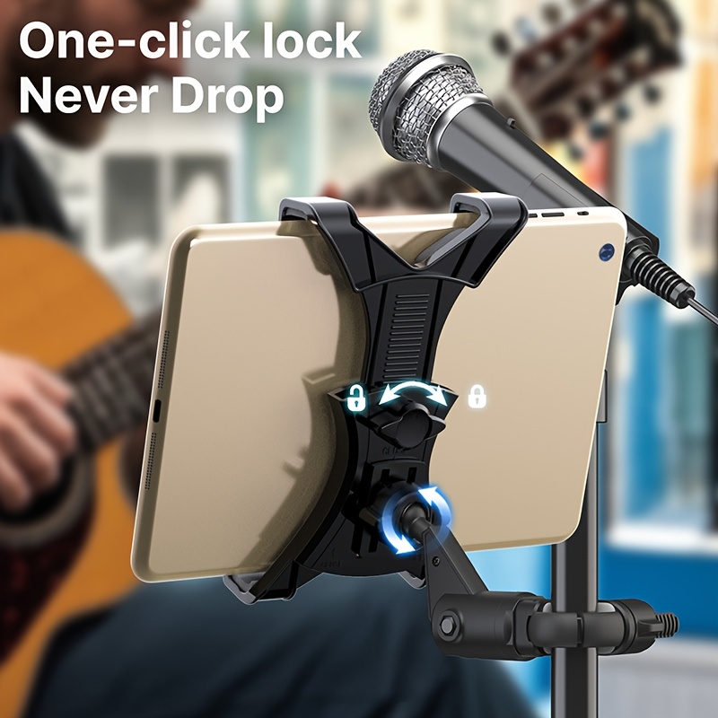 Live Streaming Tablet Holder, Suitable for Microphone, Rail and Handlebar Mounts, Music Stand Tablet Holder, Compatible with 13-Inch Large Tablets